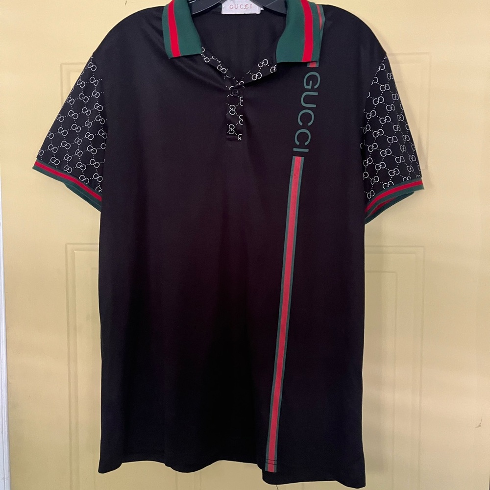 Gucci Black Polo Shirt with Signature Web Stripe